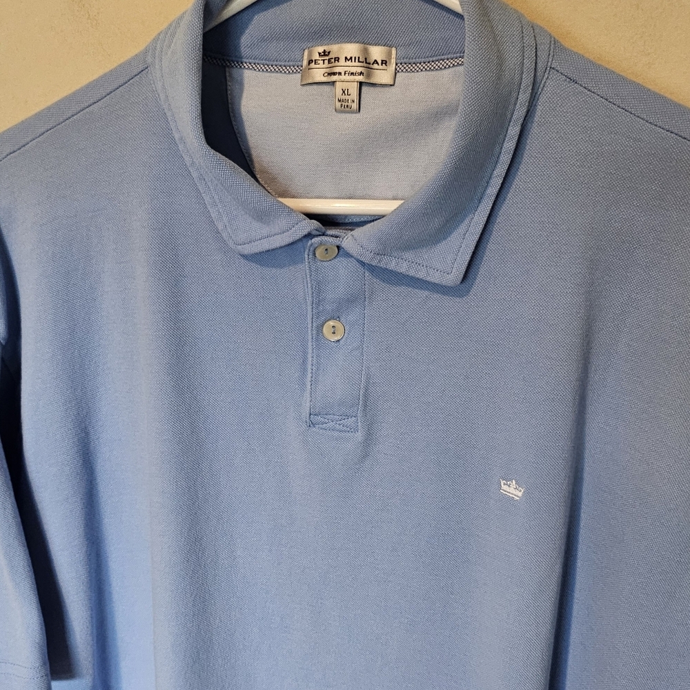 Peter Millar Crown Finish Stretch Cotton Polo Shirt  - Crown Logo - Size XL - Picture 2 of 6
